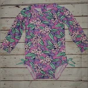 Ruffle Butts 18-24M Floral Print With Ruffles Long Sleeve Snap Bottom One Piece